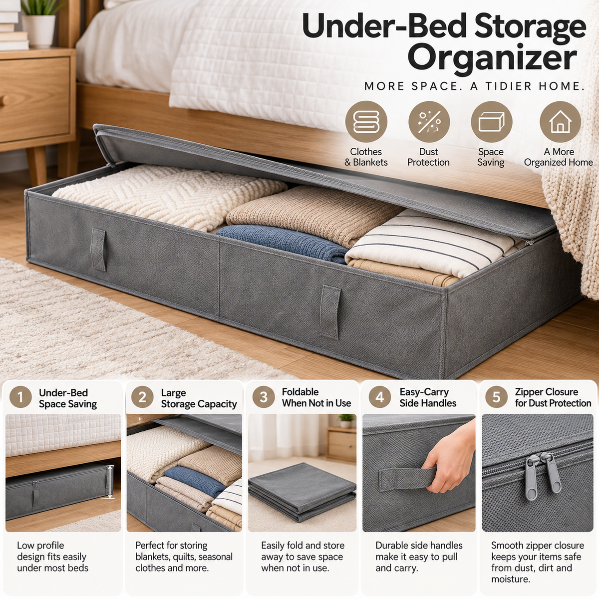 Under-Bed Foldable Storage Organizer