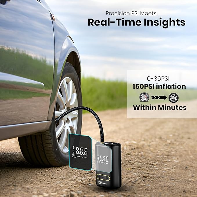 Portable digital tyre inflator